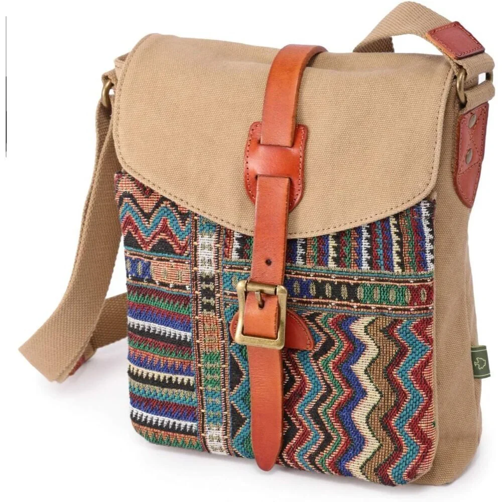 Crossbody Bag Leather Cotton Women's Eco-Friendly Durable Light-weight